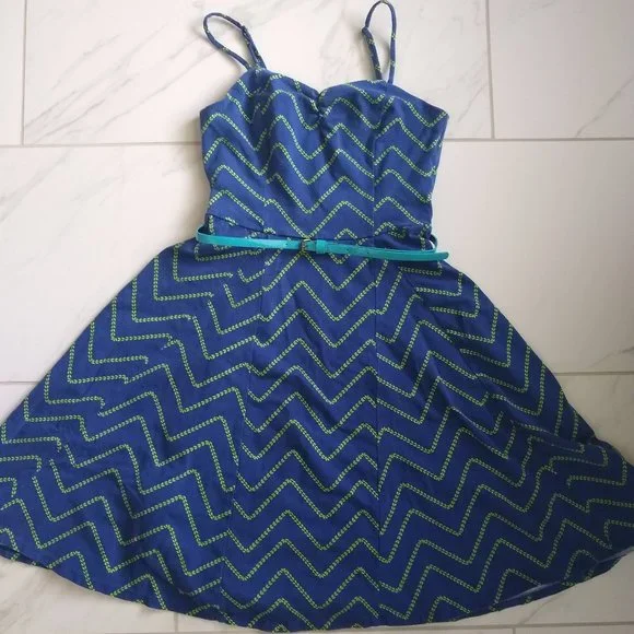 Mossimo Supply Co. | Dresses | Blue And Green Chevron Sundress Mossimo No  Pets No Fragrance Household | Poshmark